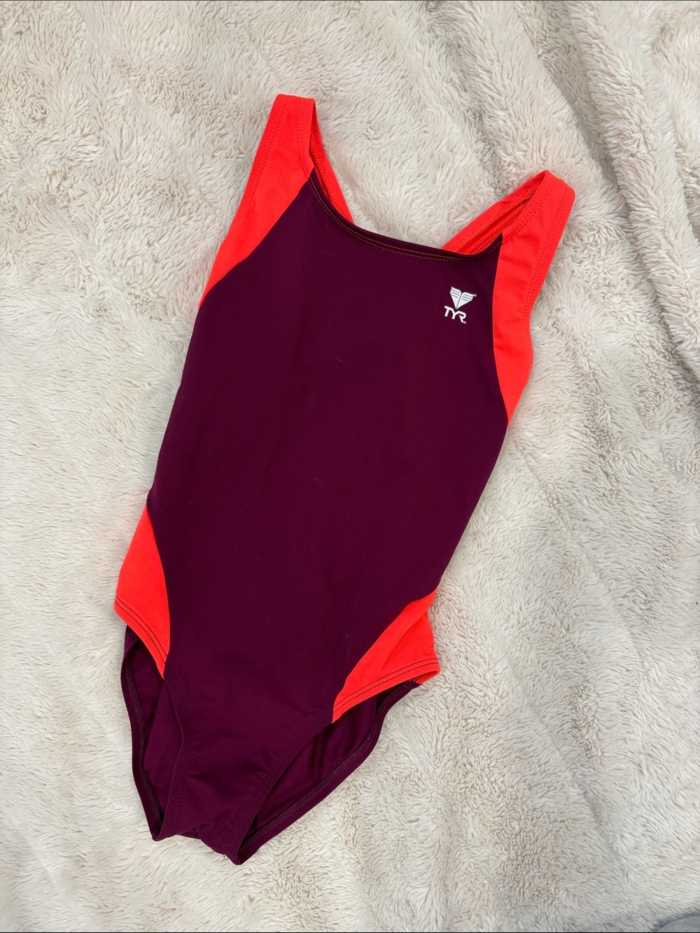 TYR Girls One-Piece Swimsuit Purple Coral Size 22 (Youth Medium) EUC